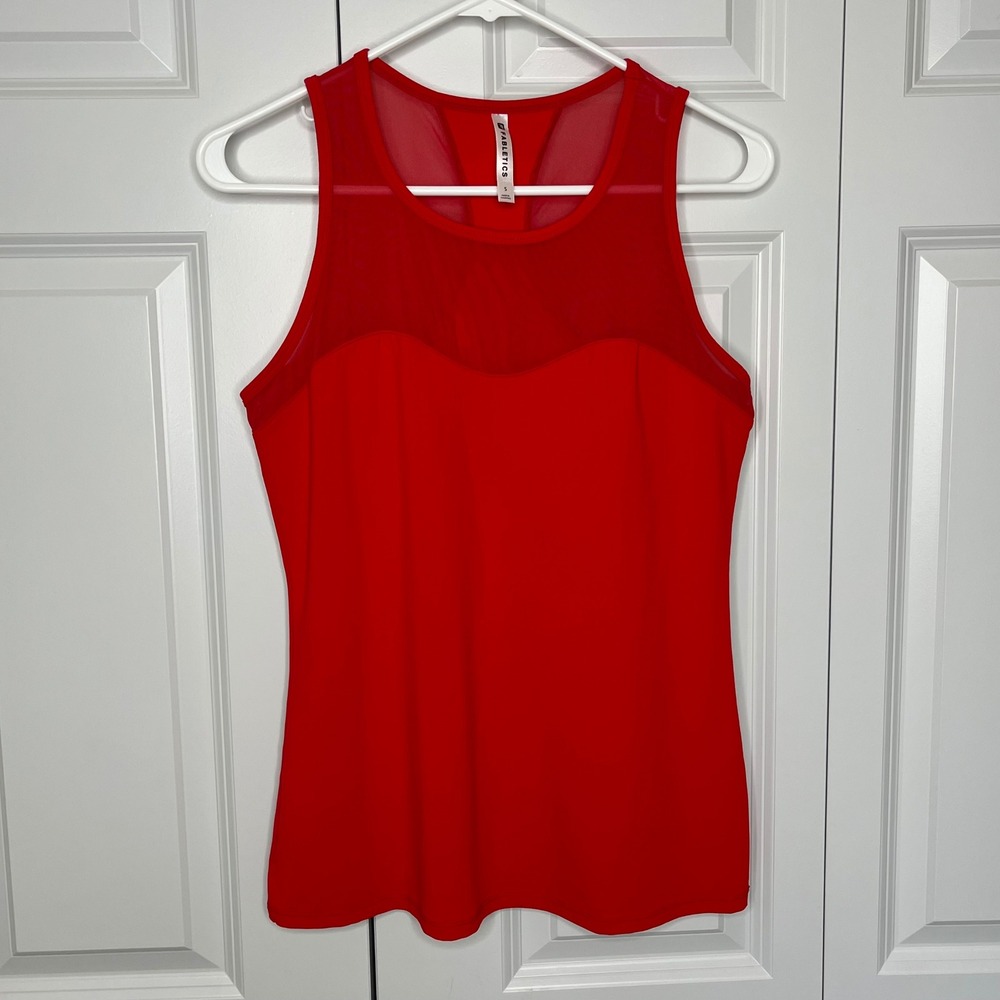 Fabletics Helena Tank Red Mesh Racerback Workout Top Small - Picture 3 of 10